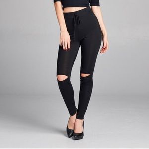 Active USA knit open knee leggings size medium